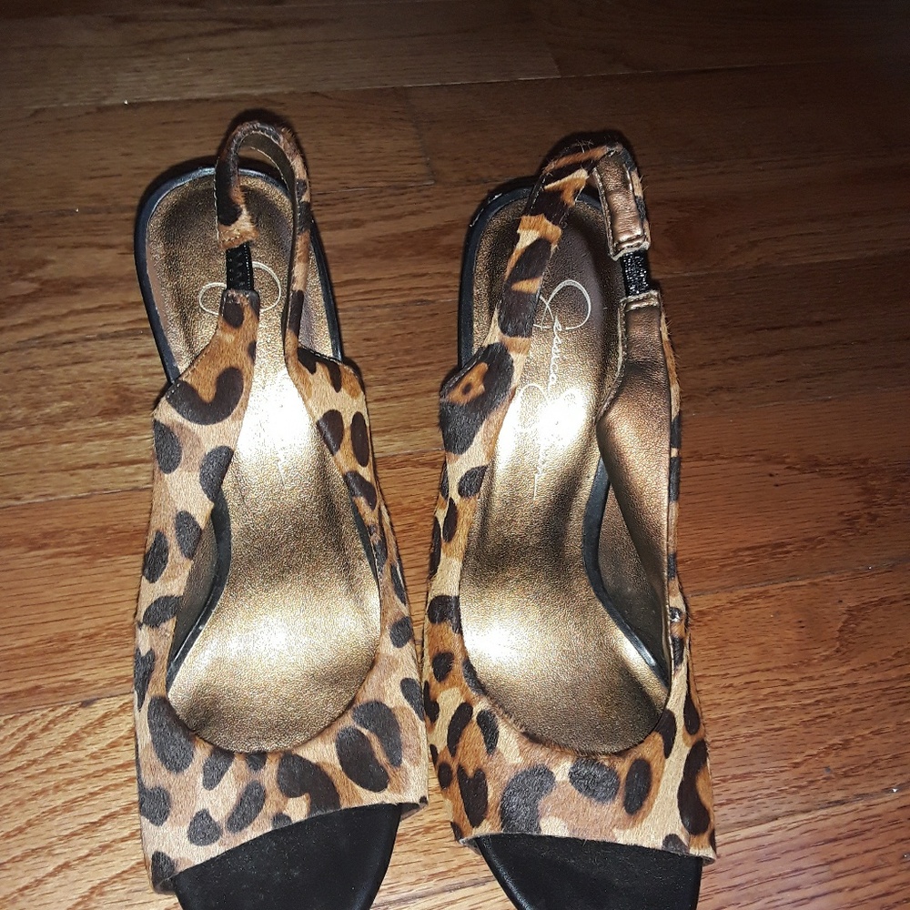 Jessica Simpson Leopard Slingback Heels